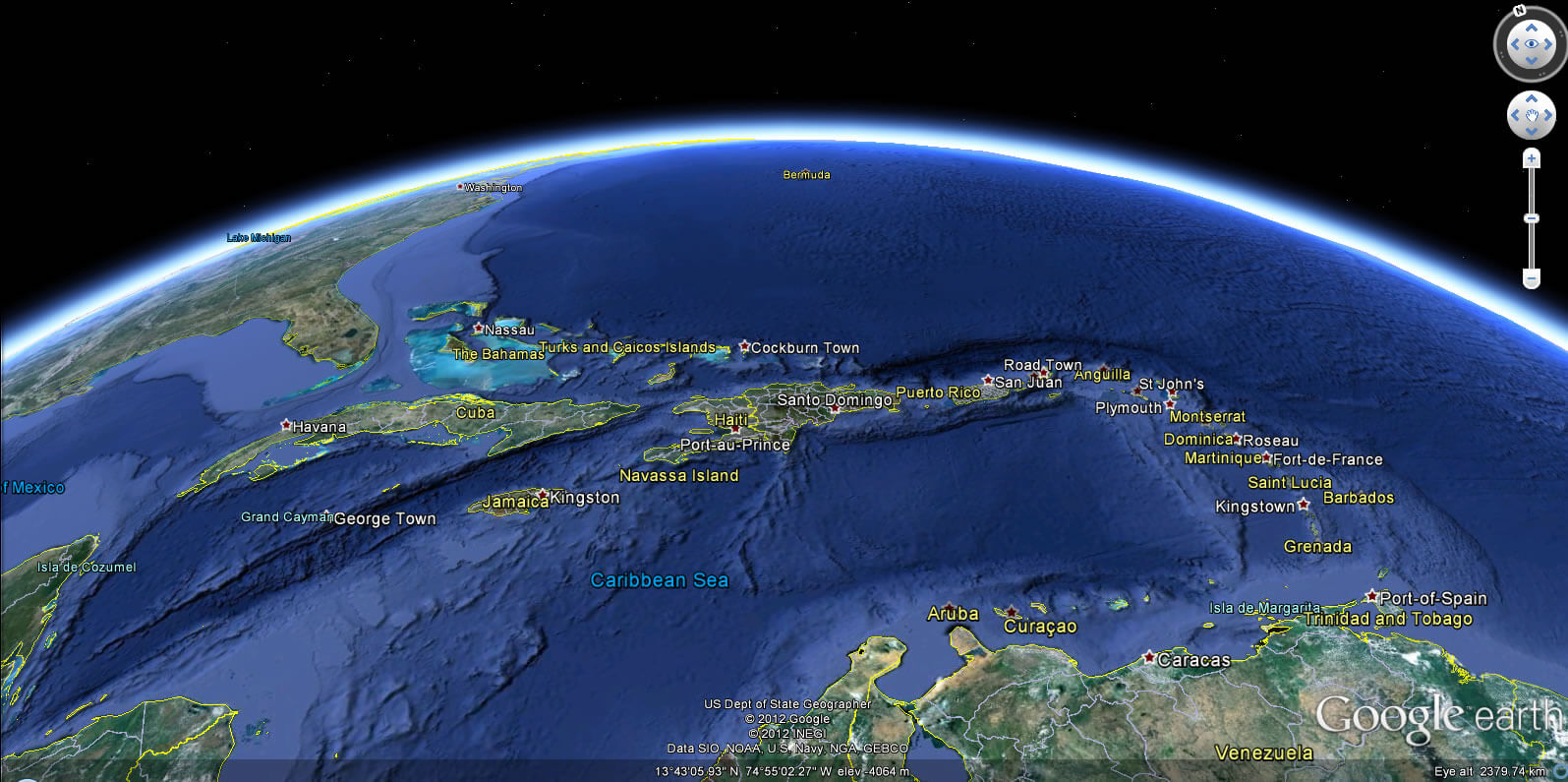 earth caribbean map